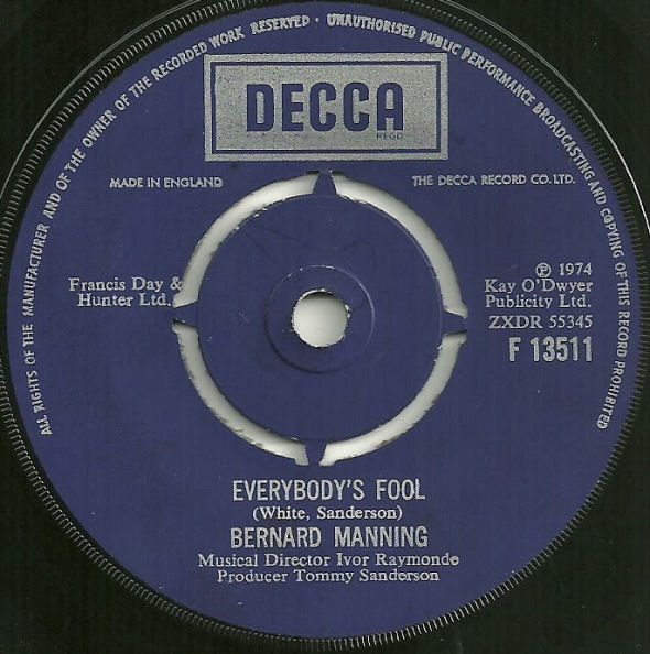 Bernard Manning - Everybody's Fool - Used Vinyl Record 7" image 1