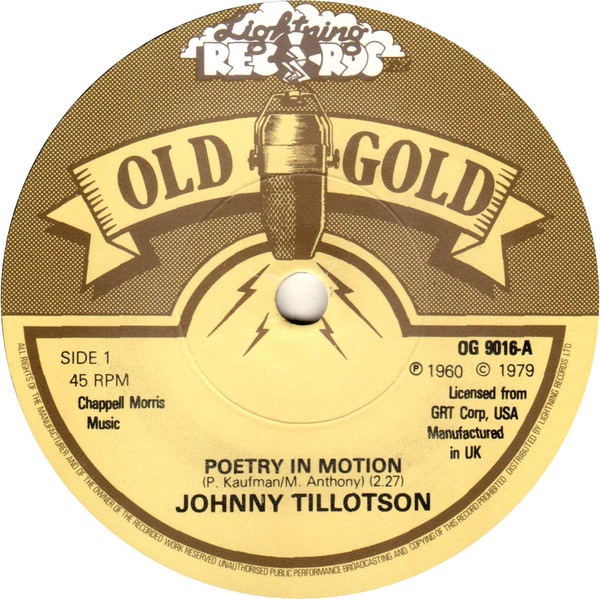 Johnny Tillotson - Poetry In Motion - Used Vinyl Record 7" image 1