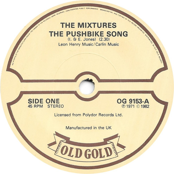 Mixtures - Pushbike Song / Only One Woman - Used Vinyl Record 7" image 1
