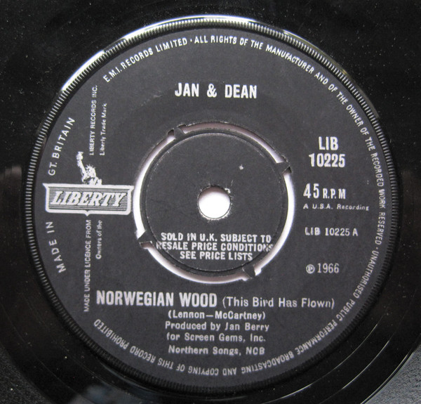 Jan & Dean - Norwegian Wood - Used Vinyl Record 7" image 1